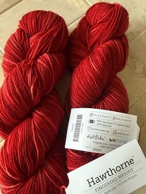 Hawthorne Fingering Weight Yarn - Vibrant Red / Picnic
